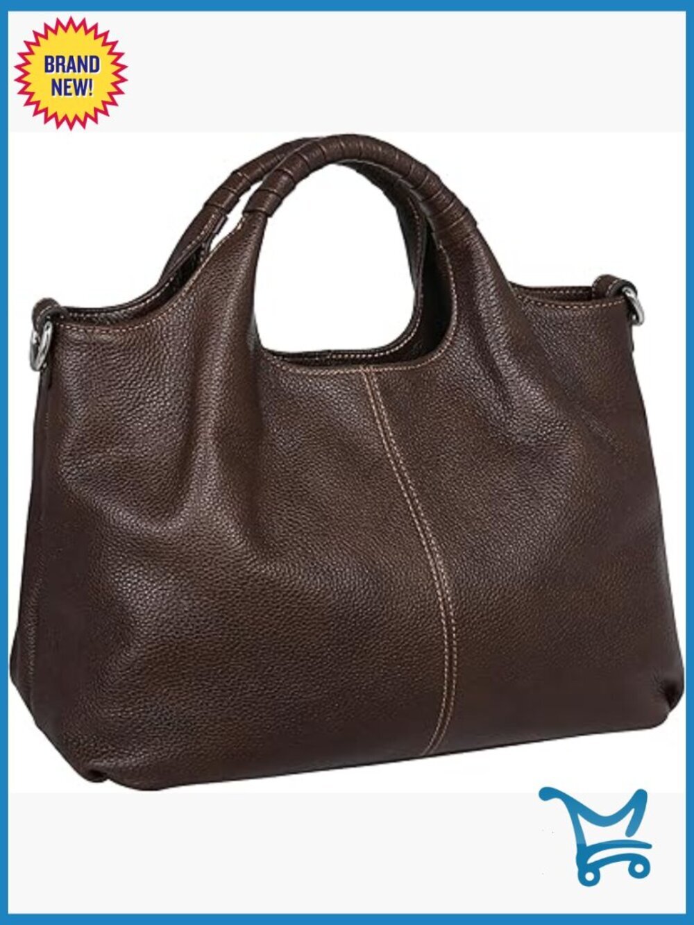Genuine Leather Hobo Satchel Crossbody Shoulder Bag with Multiple Pockets
